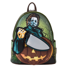 Load image into Gallery viewer, Halloween Michael Myers Pumpkin Glow Mini Backpack With Coin Bag