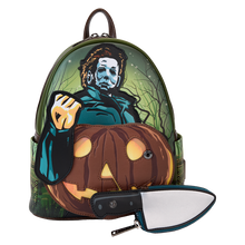 Load image into Gallery viewer, Halloween Michael Myers Pumpkin Glow Mini Backpack With Coin Bag