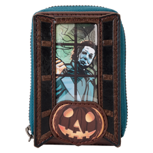 Load image into Gallery viewer, Halloween Michael Myers Pumpkin Glow Accordion Zip Around Wallet