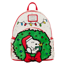 Load image into Gallery viewer, Peanuts Snoopy & Woodstock Holiday Plush Wreath Mini Backpack