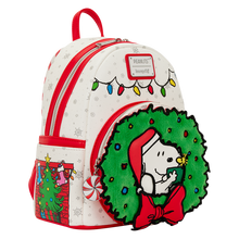 Load image into Gallery viewer, Peanuts Snoopy & Woodstock Holiday Plush Wreath Mini Backpack