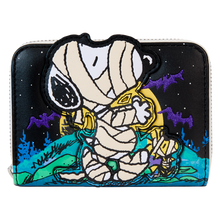 Load image into Gallery viewer, Peanuts Snoopy Mummy Haunt Glow Zip Around Wallet