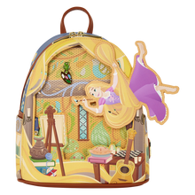 Load image into Gallery viewer, Tangled Rapunzel Glow Pin Trader Mini Backpack