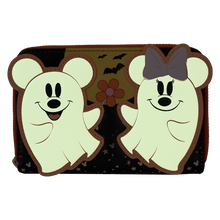 Load image into Gallery viewer, Mickey & Minnie Floral Ghost Glow Zip Around Wallet