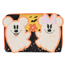 Load image into Gallery viewer, Mickey & Minnie Floral Ghost Glow Zip Around Wallet