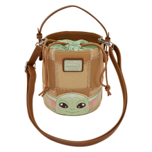 Load image into Gallery viewer, The Mandalorian Grogu &amp; Anzellan Drawstring Bucket Crossbody Bag with Coin Bag

