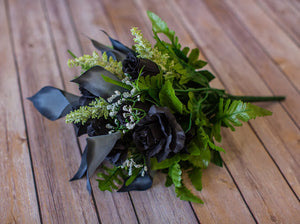 Black Calla Lily & Rose Bush